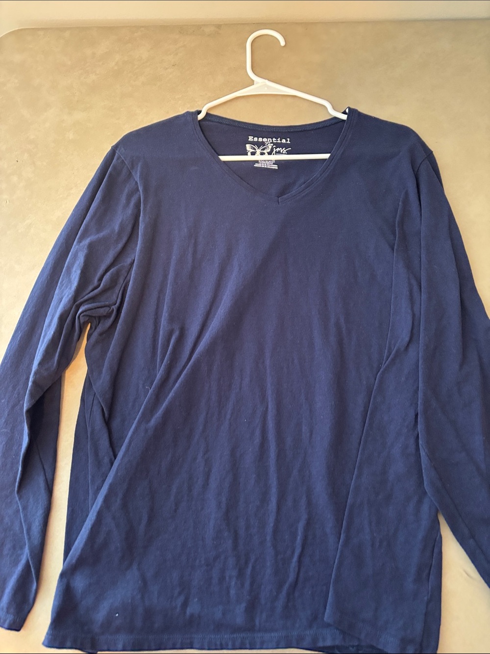 Essentials Men's Long Sleeve V-Neck Shirt - Dark Blue